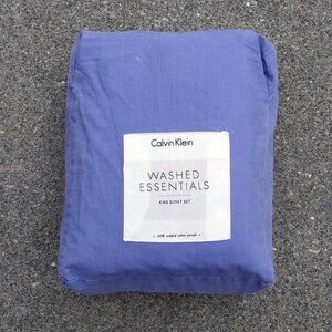 CALVIN KLEIN Washed Essentials king duvet cover set; Amethyst; made in India